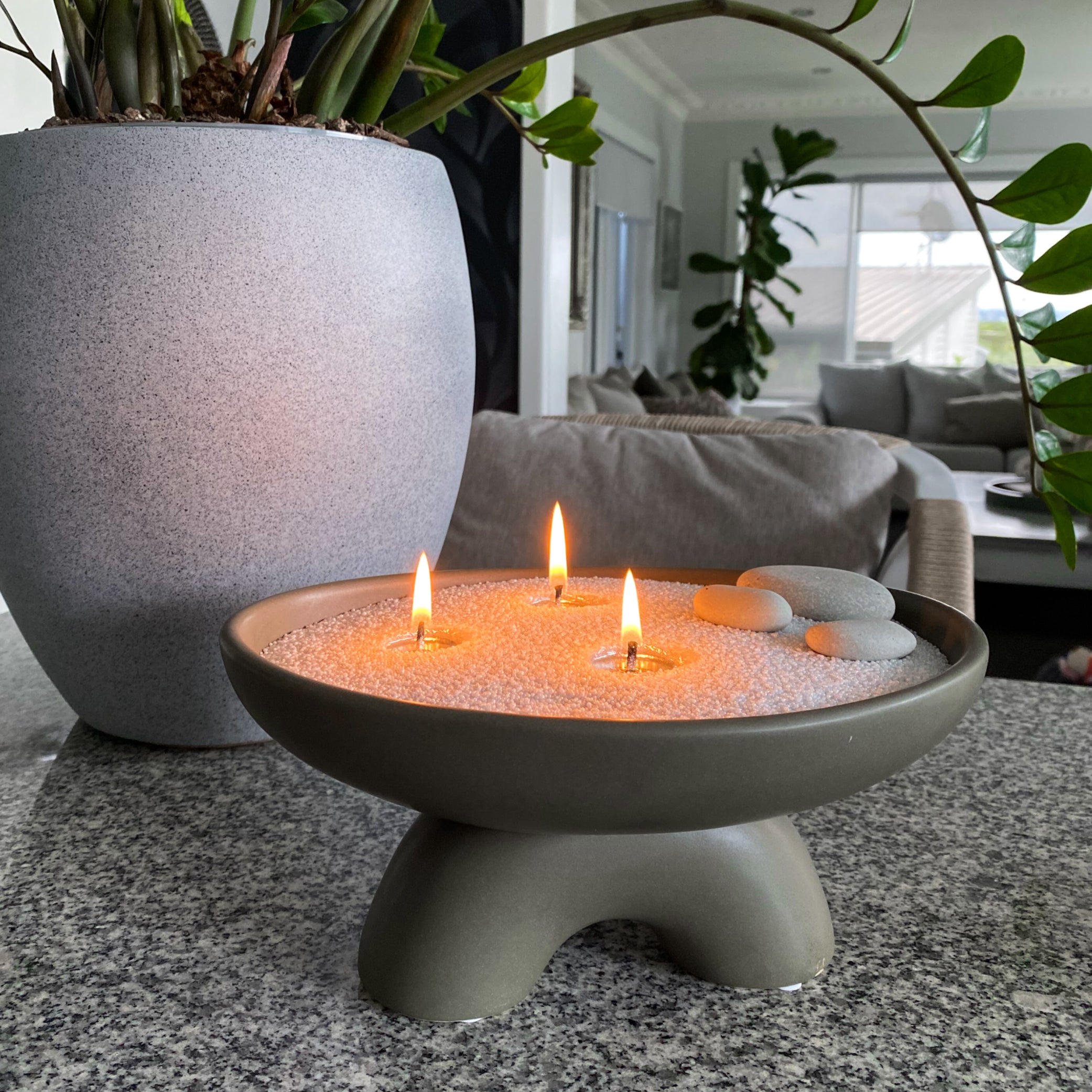 Upgrade your kitchen space with a ceramic vessel fill with Akari Sand wax