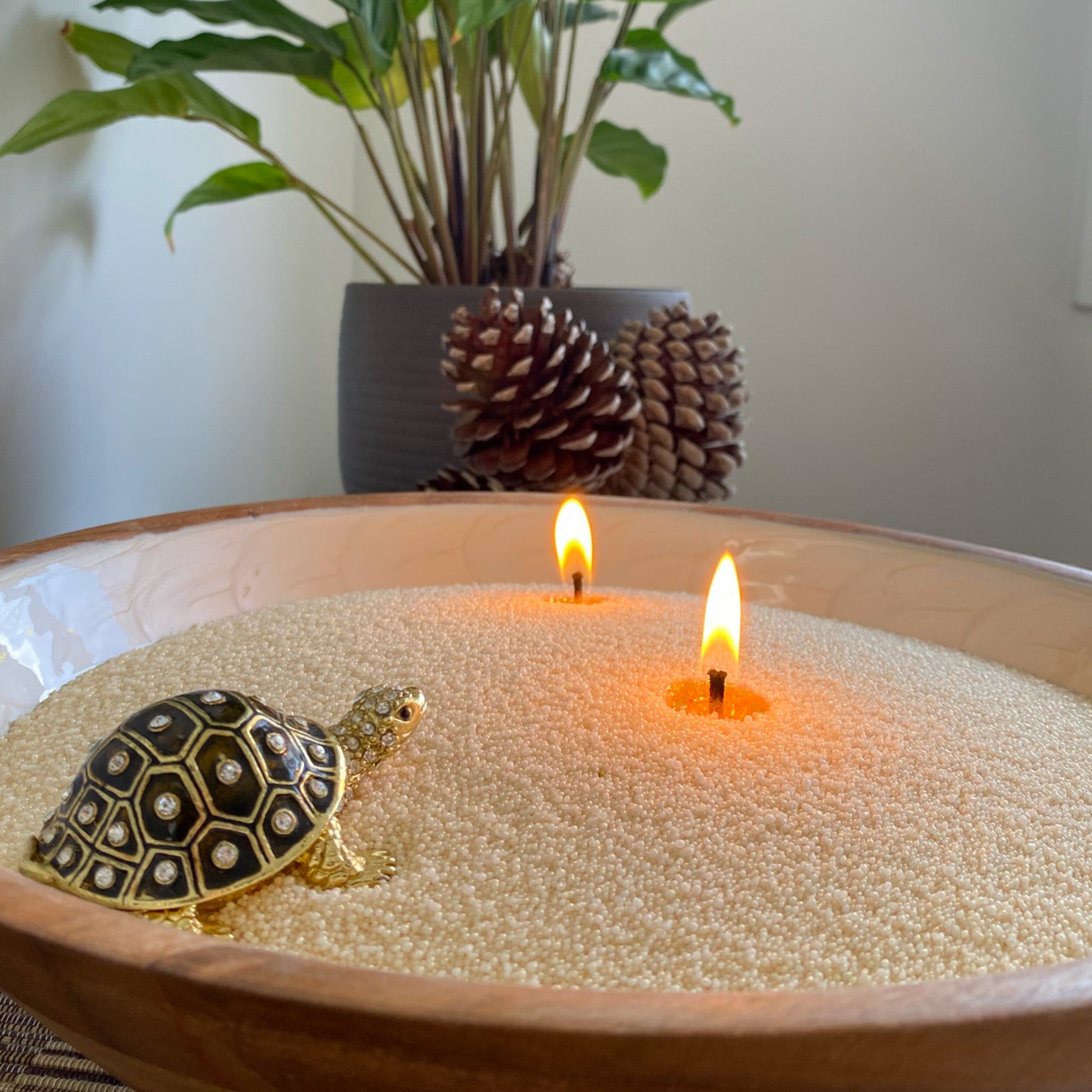 Luxurious sand wax candle with turtle feature to personalise your own candle